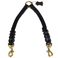 2 Dogs Walking Leather Coupler with Braids 2 Dogs Walking Leather Coupler with Braids